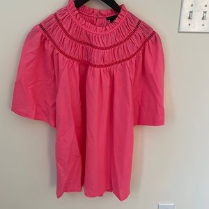 Worn once. Hot pink gorgeous blouse. Ann Taylor. Large. Not see through